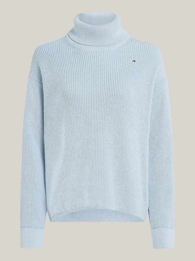 TOMMY HILFIGER - Dolcevita relaxed fit a punto costa inglese