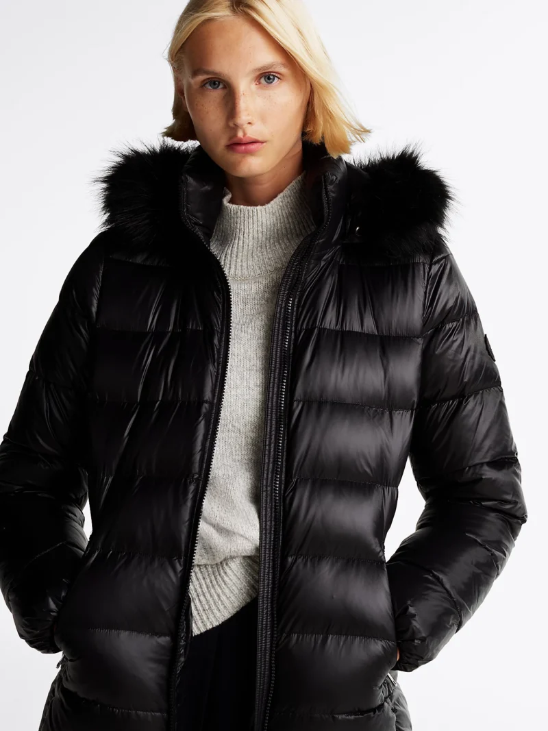 WW0WW43122_BDS_alternate1 TOMMY HILFIGER - Piumino lungo lucido con cappuccio