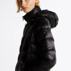 WW0WW43122_BDS_alternate3 TOMMY HILFIGER - Piumino lungo lucido con cappuccio
