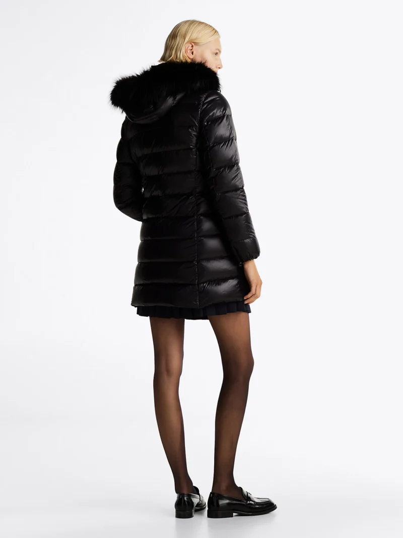 WW0WW43122_BDS_alternate4 TOMMY HILFIGER - Piumino lungo lucido con cappuccio