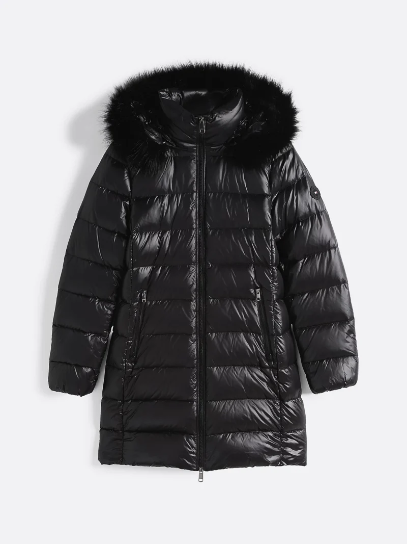 WW0WW43122_BDS_alternate5 TOMMY HILFIGER - Piumino lungo lucido con cappuccio