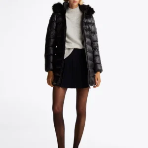 WW0WW43122_BDS_main TOMMY HILFIGER - Piumino lungo lucido con cappuccio