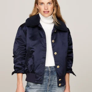 WW0WW43154_DW5_main TOMMY HILFIGER - Giubbino imbottito relaxed fit in raso