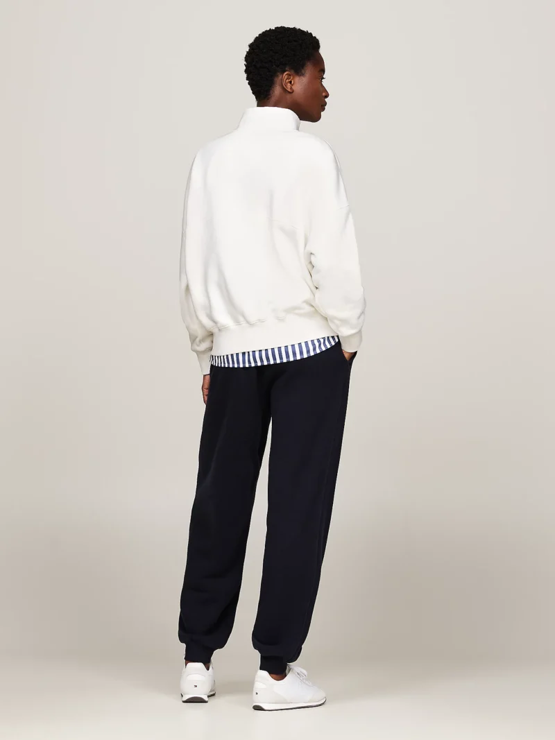 TOMMY HILFIGER - Felpa relaxed fit con mezza zip - Ecru