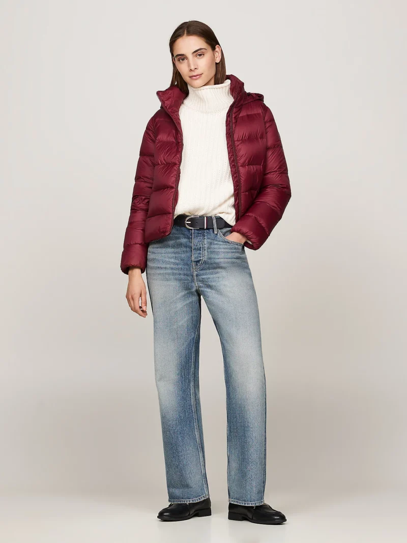TOMMY HILFIGER - Piumino con finitura idrorelepellente - Bordeaux