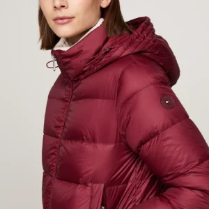 TOMMY HILFIGER - Piumino con finitura idrorelepellente - Bordeaux