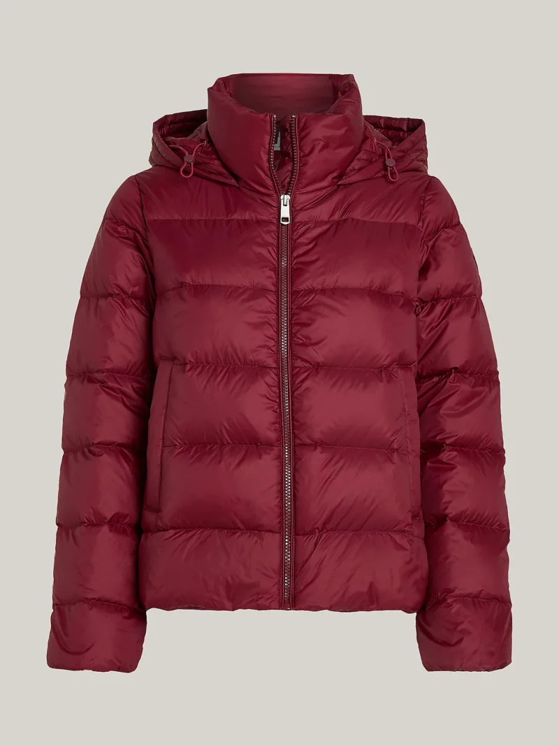 TOMMY HILFIGER - Piumino con finitura idrorelepellente - Bordeaux