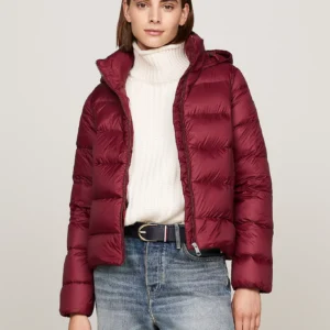 TOMMY HILFIGER - Piumino con finitura idrorelepellente - Bordeaux