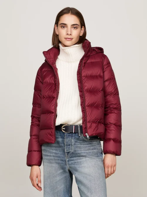TOMMY HILFIGER - Piumino con finitura idrorelepellente - Bordeaux