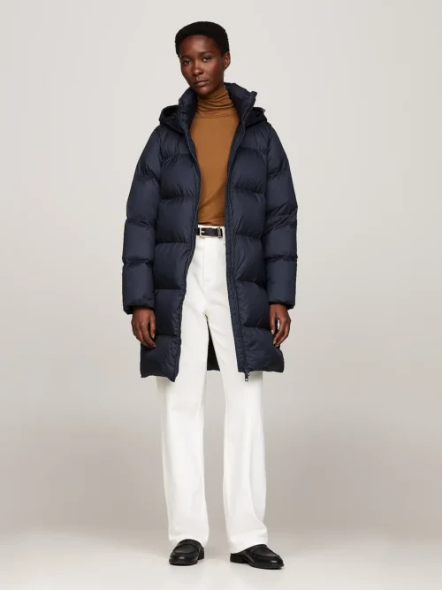 WW0WW43583_DW5_main TOMMY HILFIGER - Piumino lungo idrorepellente - Blu