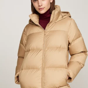 TOMMY HILFIGER - Piumino lungo idrorepellente - Sabbia