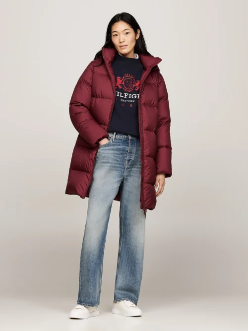 TOMMY HILFIGER - Piumino lungo idrorepellente - Bordeaux