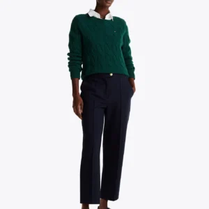TOMMY HILFIGER - Pullover a maglia intrecciata in pura lana