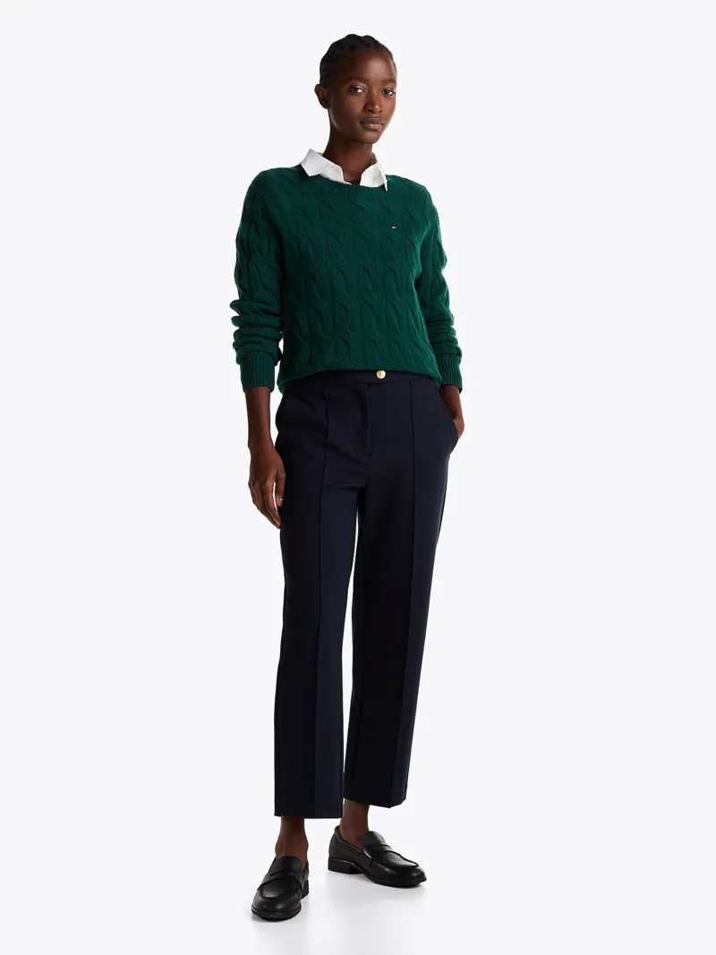 TOMMY HILFIGER - Pullover a maglia intrecciata in pura lana