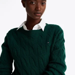 TOMMY HILFIGER - Pullover a maglia intrecciata in pura lana