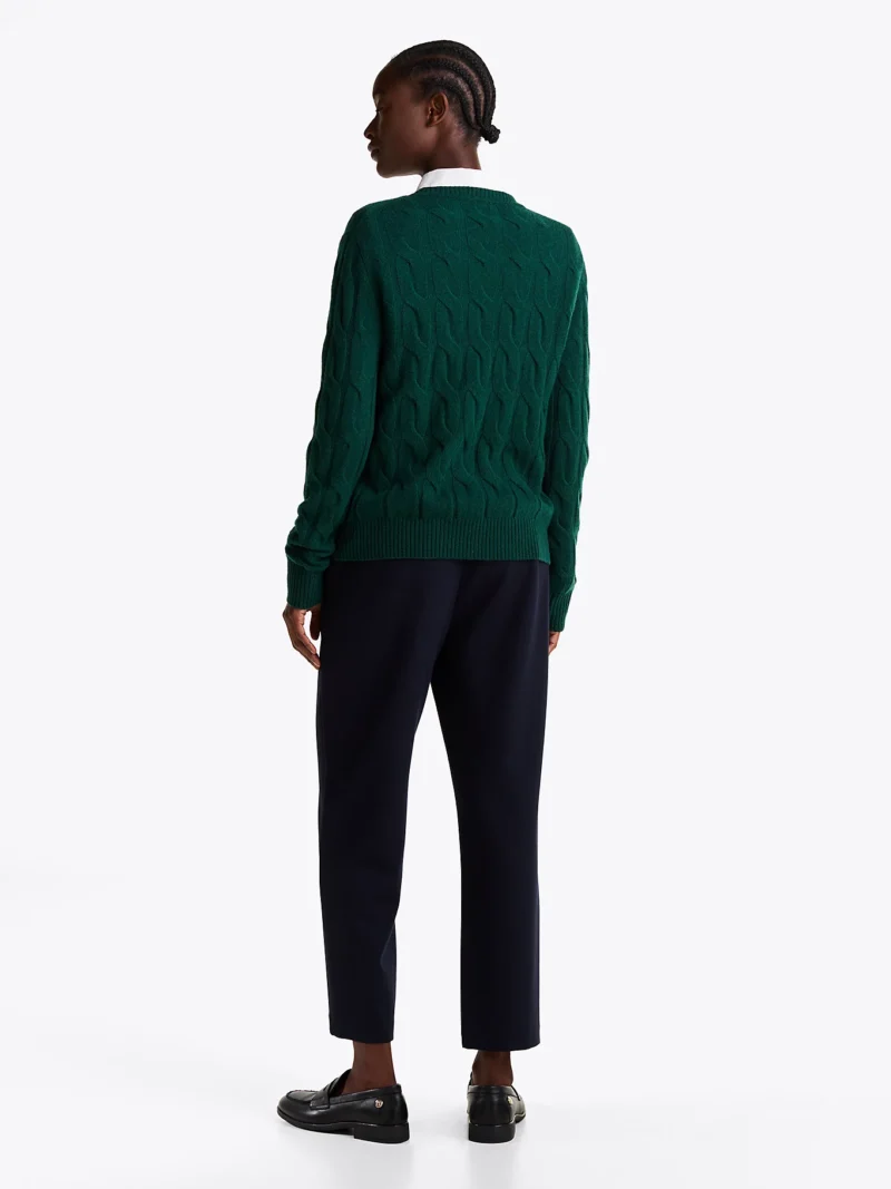 TOMMY HILFIGER - Pullover a maglia intrecciata in pura lana
