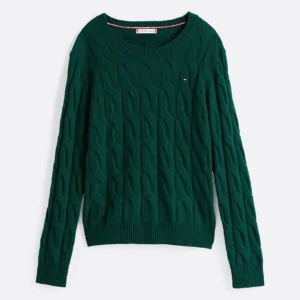 TOMMY HILFIGER - Pullover a maglia intrecciata in pura lana