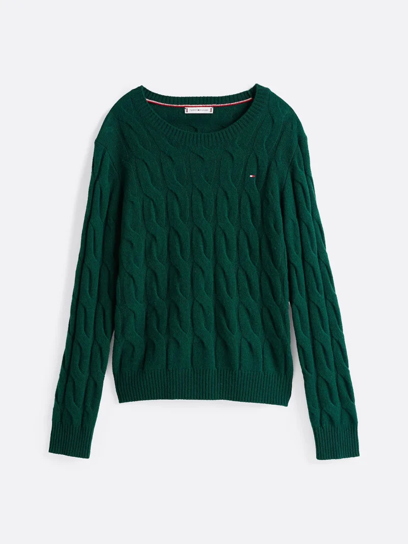 TOMMY HILFIGER - Pullover a maglia intrecciata in pura lana