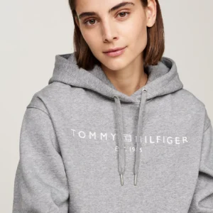 TOMMY HILFIGER - Felpa con cappuccio e logo ricamato - Grigio
