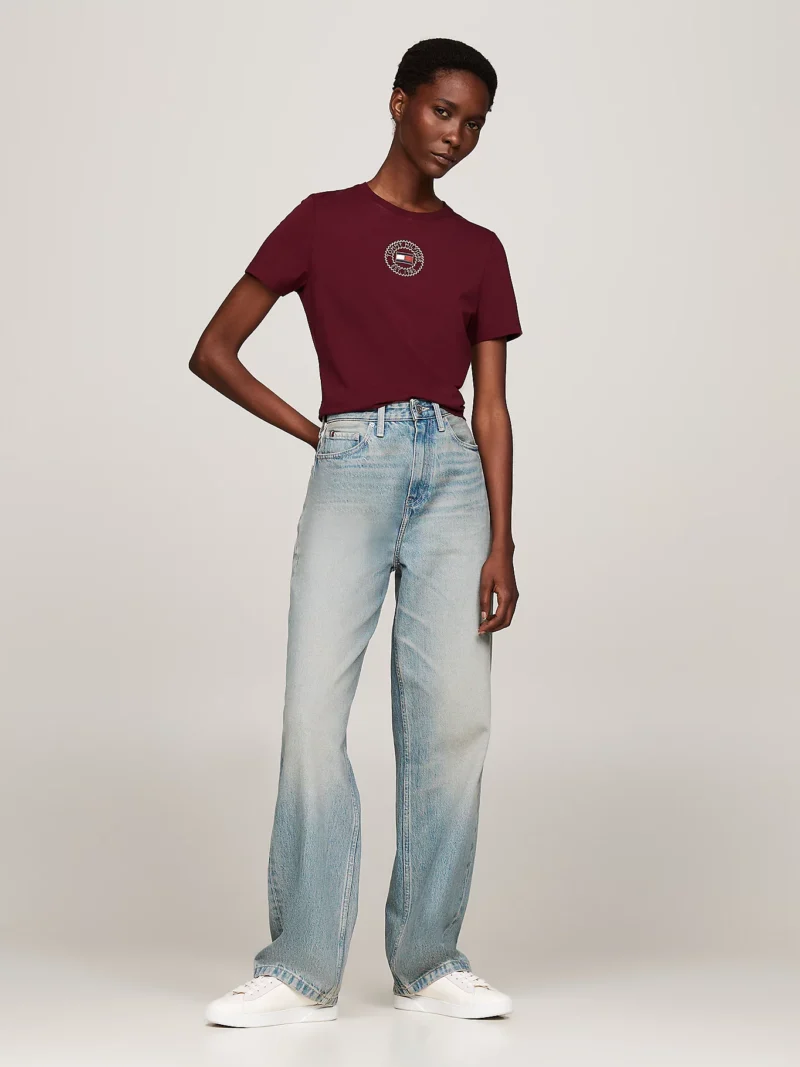 TOMMY HILFIGER - T-shirt slim fit con logo a timbro