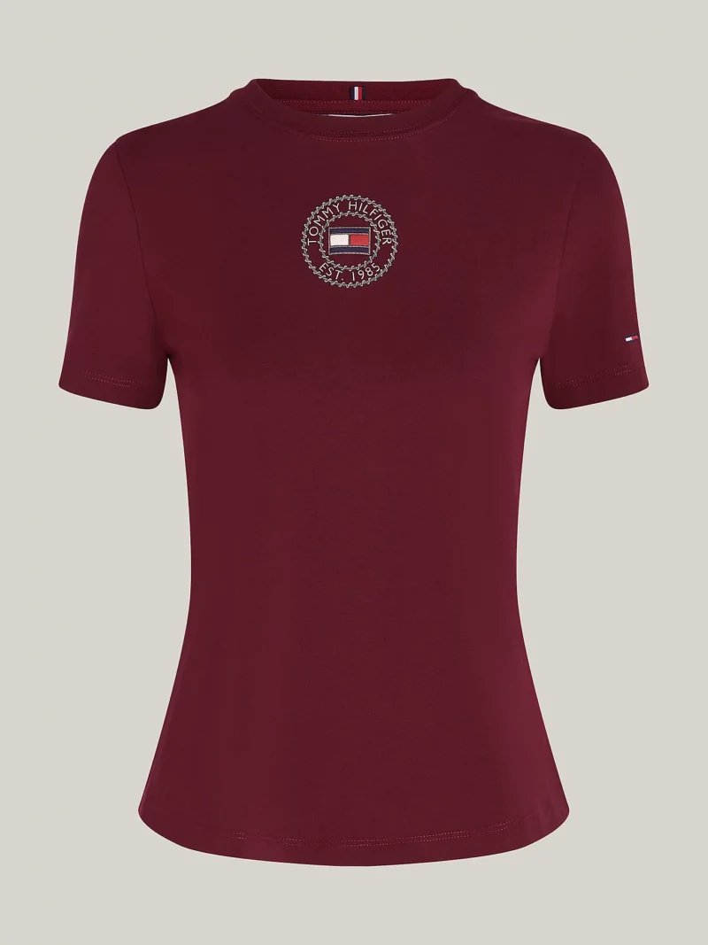 TOMMY HILFIGER - T-shirt slim fit con logo a timbro