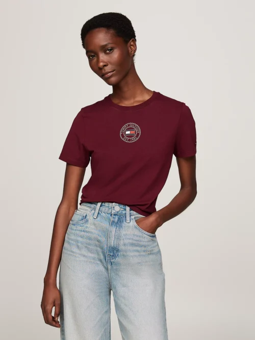 TOMMY HILFIGER - T-shirt slim fit con logo a timbro
