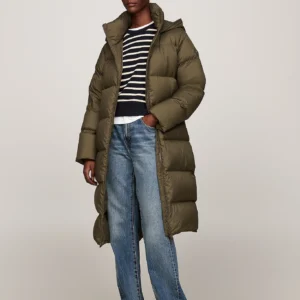 TOMMY HILFIGER - Piumino lungo idrorepellente - Verde Scuro