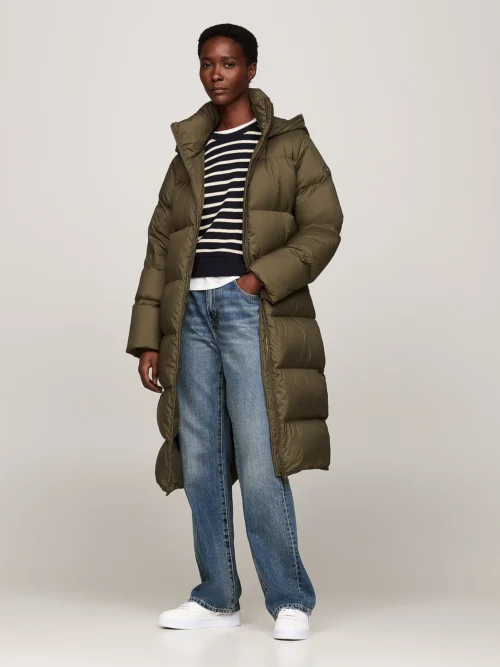 TOMMY HILFIGER - Piumino lungo idrorepellente - Verde Scuro