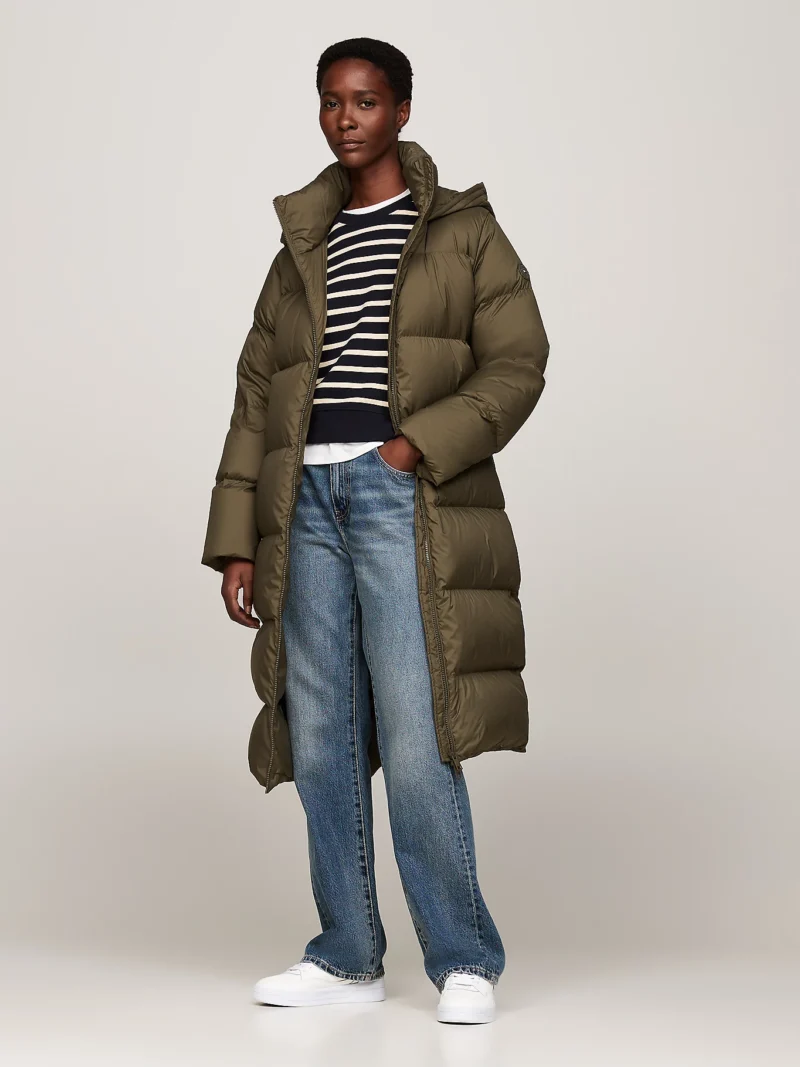 TOMMY HILFIGER - Piumino lungo idrorepellente - Verde Scuro