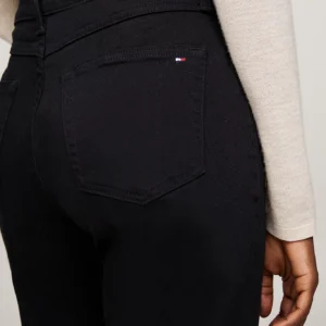 TOMMY HILFIGER - Jeans straight fit a vita media neri