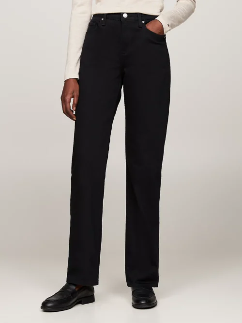 TOMMY HILFIGER - Jeans straight fit a vita media neri