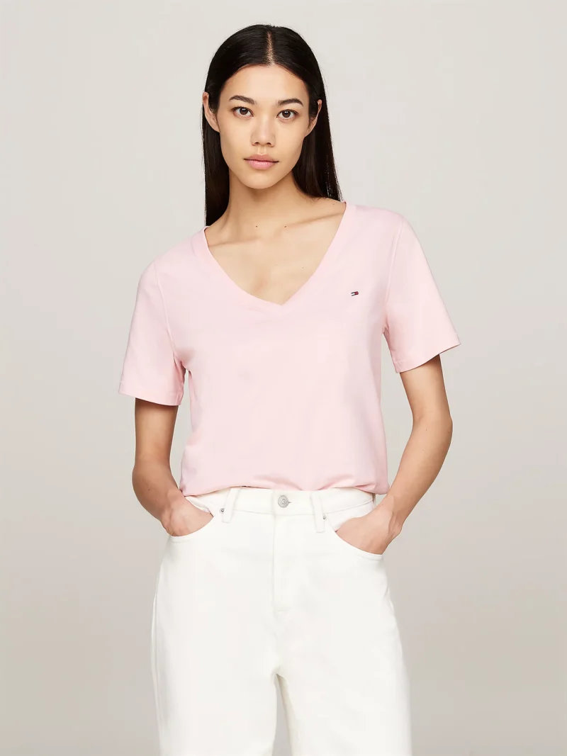 WW0WW44177_TIO_main TOMMY HILFIGER - T-shirt con bandierina ricamata - Rosa