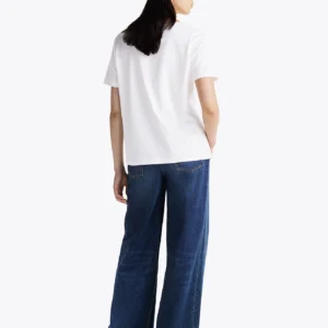 TOMMY HILFIGER - T-shirt con bandierina ricamata - Bianco